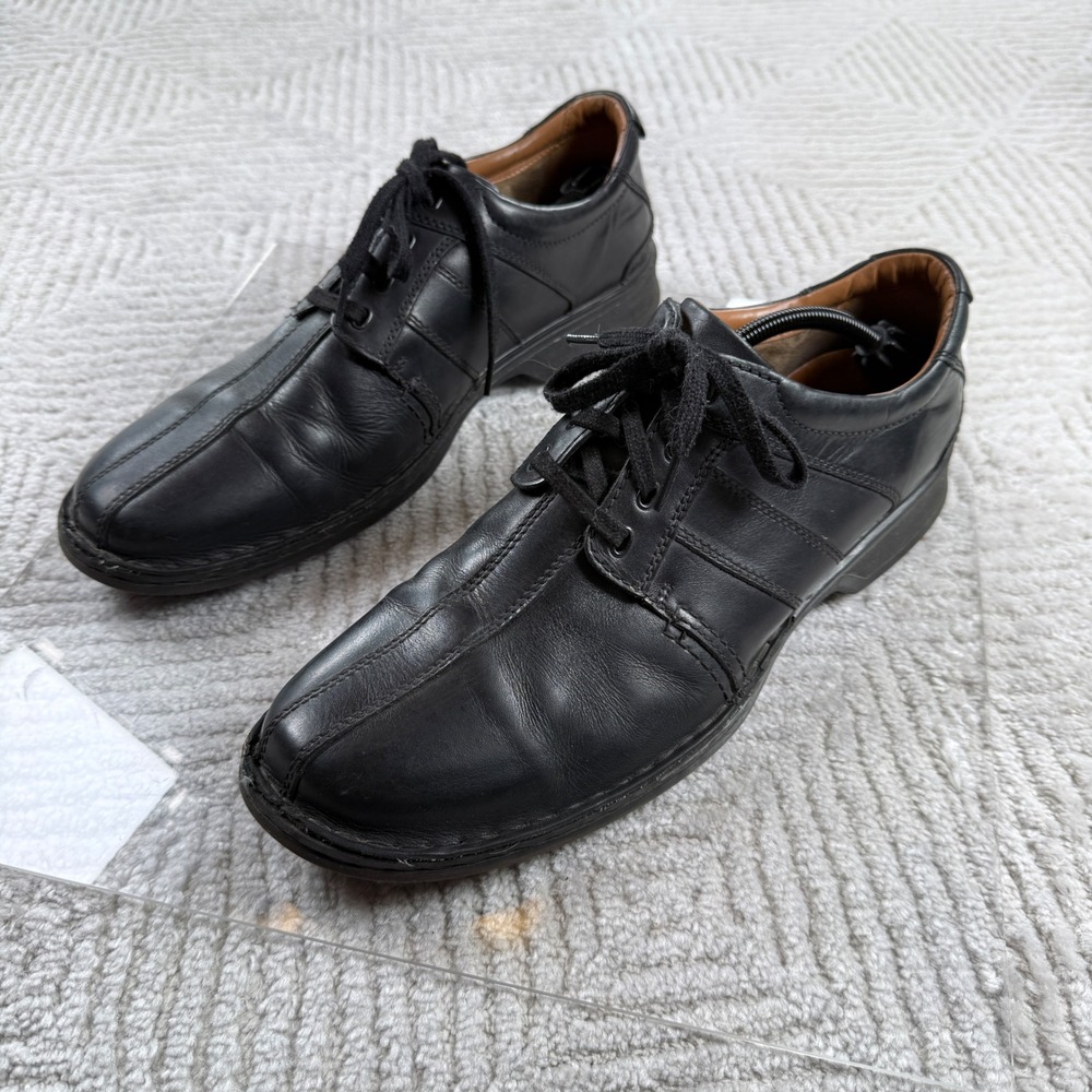 Clarks Touareg Oxford Mens 15 Black Cushion Soft Leather Work Dressy Casual